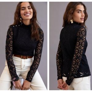 Anthropologie/Maeve Mock Neck Lace Top